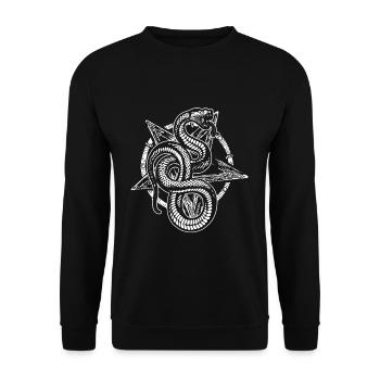 Occult Vintage Tarot Pentagram Snake Halloween - Unisex Pullover - Schwarz - Vorne - Alina (178cm) & Michal (187cm)