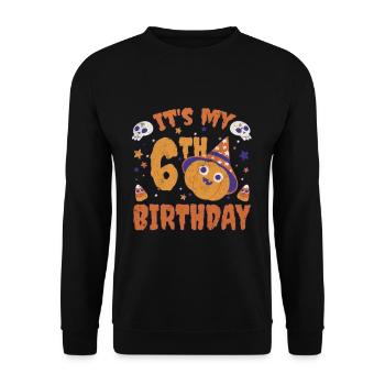 Halloween Cute Pumpkin Trick Treat Birth Age 6 - Unisex Sweatshirt - black - Front - Alina (178cm) & Michal (187cm)