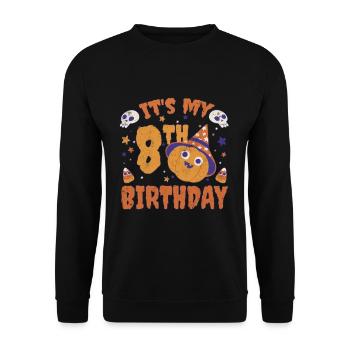 Halloween Cute Pumpkin Trick Treat Birth Age 8 - Unisex Sweatshirt - black - Front - Alina (178cm) & Michal (187cm)