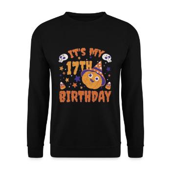 Halloween Cute Pumpkin Trick Treat Birth Age 17 - Unisex Sweatshirt - black - Front - Alina (178cm) & Michal (187cm)