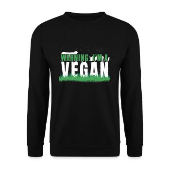 Farm Animals Vegetable Vegetarian Warning Vegan - Unisex Sweatshirt - black - Front - Alina (178cm) & Michal (187cm)