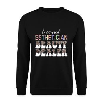 Leopard Skin Therapist Licensed Esthetician - Unisex Pullover - Schwarz - Vorne - Alina (178cm) & Michal (187cm)