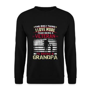 Love Being Grandpa American Proud Veterans Day - Unisex Pullover - Schwarz - Vorne - Alina (178cm) & Michal (187cm)