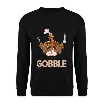 Gobble Funny Crazy Turkey Thanksgiving - Unisex Sweatshirt - black - Front - Alina (178cm) & Michal (187cm)