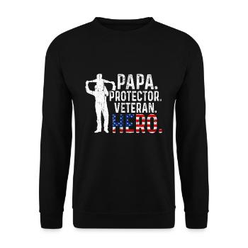 Hero Daddy Papa USA American Proud Veterans Day - Unisex Pullover - Schwarz - Vorne - Alina (178cm) & Michal (187cm)