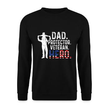 Hero Daddy Dad USA American Proud Veterans Day - Unisex Pullover - Schwarz - Vorne - Alina (178cm) & Michal (187cm)