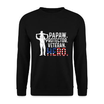 Hero Daddy Papaw USA Journée des vétérans américains fiers - Sweat-shirt Unisexe - noir - Devant - Alina (178cm) & Michal (187cm)