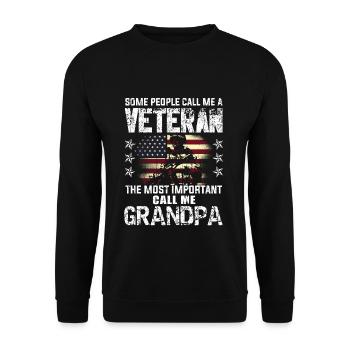 Important Call Grandpa American Proud Veterans Day - Unisex Pullover - Schwarz - Vorne - Alina (178cm) & Michal (187cm)