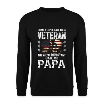 Important Call Papa American Proud Veterans Day - Unisex Pullover - Schwarz - Vorne - Alina (178cm) & Michal (187cm)
