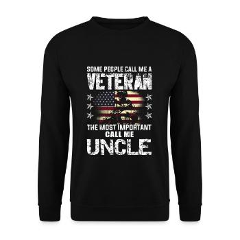 Important Call Uncle American Proud Veterans Day - Unisex Pullover - Schwarz - Vorne - Alina (178cm) & Michal (187cm)
