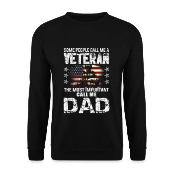Important Call Dad American Proud Veterans Day - Unisex Sweatshirt - black - Front - Alina (178cm) & Michal (187cm)