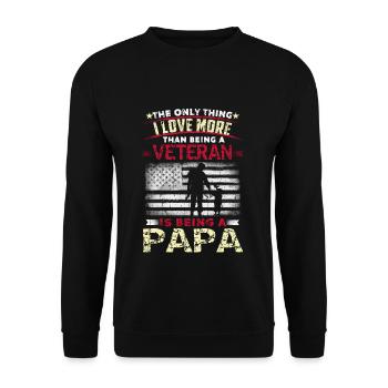 Love Being Papa Dad American Proud Veterans Day - Unisex Pullover - Schwarz - Vorne - Alina (178cm) & Michal (187cm)