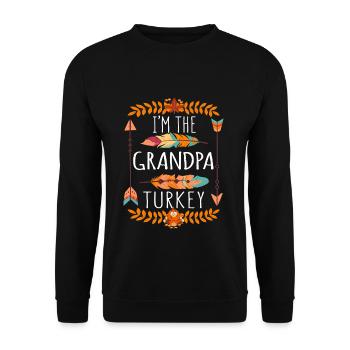 The Grandpa Turkey Day 2022 Happy Thanksgiving - Unisex Pullover - Schwarz - Vorne - Alina (178cm) & Michal (187cm)