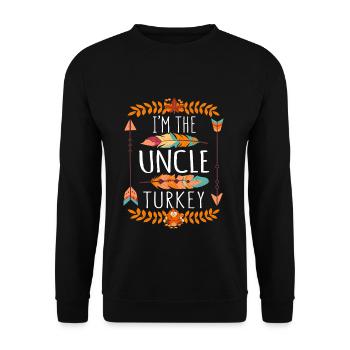 The Uncle Turkey Day 2022 Happy Thanksgiving - Unisex Pullover - Schwarz - Vorne - Alina (178cm) & Michal (187cm)