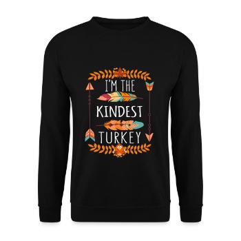 The Kindest Turkey Day 2022 Happy Thanksgiving - Unisex Pullover - Schwarz - Vorne - Alina (178cm) & Michal (187cm)