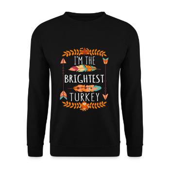 The Brightest Turkey Day 2022 Happy Thanksgiving - Unisex Pullover - Schwarz - Vorne - Alina (178cm) & Michal (187cm)