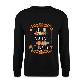 The Nicest Turkey Day 2022 Happy Thanksgiving - Unisex Pullover - Schwarz - Vorne - Alina (178cm) & Michal (187cm)