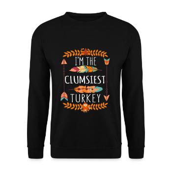 The Clumsiest Turkey Day 2022 Happy Thanksgiving - Unisex Pullover - Schwarz - Vorne - Alina (178cm) & Michal (187cm)