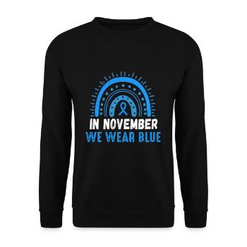 Rainbow Blue November Diabetes Awareness Month - Unisex Pullover - Schwarz - Vorne - Alina (178cm) & Michal (187cm)