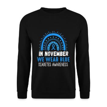 Rainbow Blue en novembre Mois de la sensibilisation au diabète - Sweat-shirt Unisexe - noir - Devant - Alina (178cm) & Michal (187cm)