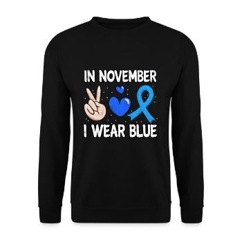 Love Peace Blue In November Diabetes Awareness - Unisex Pullover - Schwarz - Vorne - Alina (178cm) & Michal (187cm)