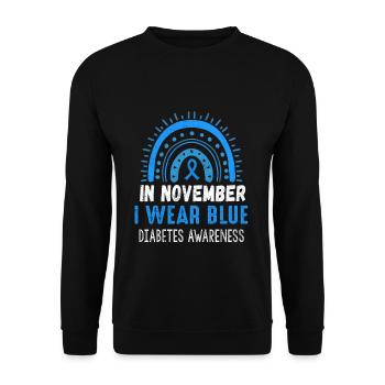 Je porte en novembre Mois de la sensibilisation au diabète - Sweat-shirt Unisexe - noir - Devant - Alina (178cm) & Michal (187cm)