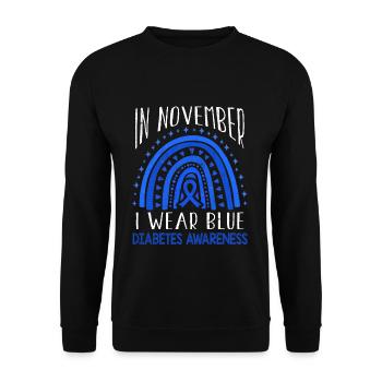 I Wear Rainbow Diabetes Awareness Blue In November - Unisex Pullover - Schwarz - Vorne - Alina (178cm) & Michal (187cm)