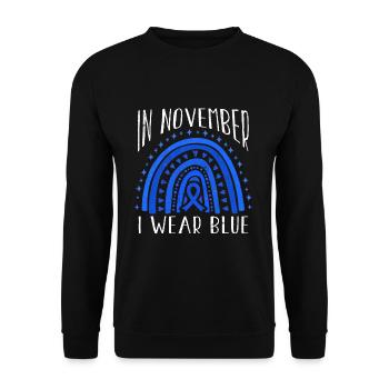 Wear Rainbow Diabetes Awareness Blue In November - Unisex Pullover - Schwarz - Vorne - Alina (178cm) & Michal (187cm)
