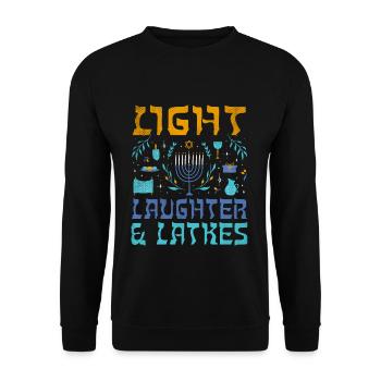 Light Latkes Juif Noël Juif Hanoukka Modèle - Sweat-shirt Unisexe - noir - Devant - Alina (178cm) & Michal (187cm)
