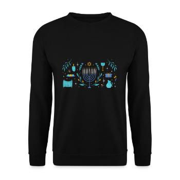 Ornements Juifs de Noël Juifs Hanoukka Éléments - Sweat-shirt Unisexe - noir - Devant - Alina (178cm) & Michal (187cm)
