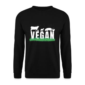 Animaux de ferme Légumes Végétarien Végétalien - Sweat-shirt Unisexe - noir - Devant - Alina (178cm) & Michal (187cm)
