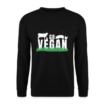 Farm Animals Vegetable Vegetarian Go Vegan - Unisex Pullover - Schwarz - Vorne - Alina (178cm) & Michal (187cm)