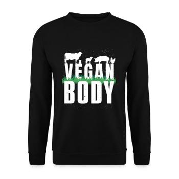 Farm Animals Vegetable Vegetarian Go Vegan Body - Unisex Pullover - Schwarz - Vorne - Alina (178cm) & Michal (187cm)
