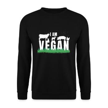 Animaux de ferme Végétarien à propulsion végétale I végétalien - Sweat-shirt Unisexe - noir - Devant - Alina (178cm) & Michal (187cm)