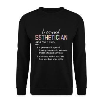 Meaning Skin Therapist Licensed Esthetician - Unisex Pullover - Schwarz - Vorne - Alina (178cm) & Michal (187cm)