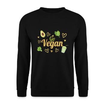Avocado Heart Vegetable Vegetarian Go Vegan - Unisex Pullover - Schwarz - Vorne - Alina (178cm) & Michal (187cm)