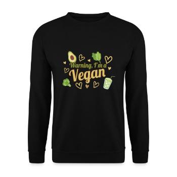 Avocado Heart Vegetable Vegetarian Warning Vegan - Unisex Sweatshirt - black - Front - Alina (178cm) & Michal (187cm)