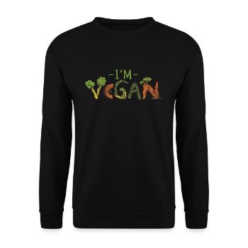 Word Vegetable Powered Vegetarian I Vegan - Unisex Sweatshirt - black - Front - Alina (178cm) & Michal (187cm)