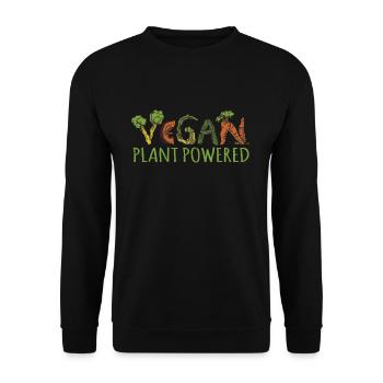 Word Vegetable Powered Végétarien Végétalien - Sweat-shirt Unisexe - noir - Devant - Alina (178cm) & Michal (187cm)