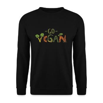 Word Vegetable Vegetarian Go Vegan - Unisex Pullover - Schwarz - Vorne - Alina (178cm) & Michal (187cm)