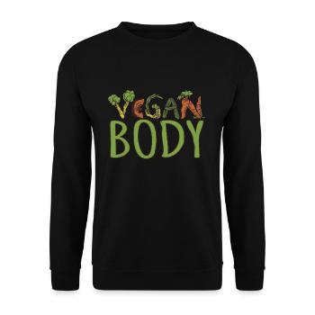 Word Vegetable Vegetarian Go Vegan Body - Unisex Pullover - Schwarz - Vorne - Alina (178cm) & Michal (187cm)