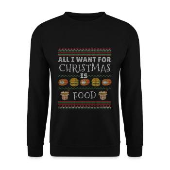December I Want Food Ugly Christmas - Unisex Pullover - Schwarz - Vorne - Alina (178cm) & Michal (187cm)