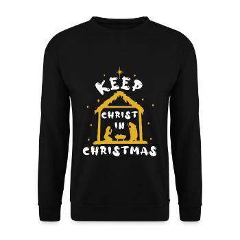 Christ In Christmas December 2022 Jesus - Unisex Pullover - Schwarz - Vorne - Alina (178cm) & Michal (187cm)