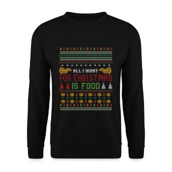 December All I Want Food Ugly Christmas - Unisex Pullover - Schwarz - Vorne - Alina (178cm) & Michal (187cm)