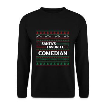 December Santa Favorite Comedian Ugly Christmas - Unisex Pullover - Schwarz - Vorne - Alina (178cm) & Michal (187cm)