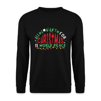 For December Want Is Peace Love Christmas - Unisex Pullover - Schwarz - Vorne - Alina (178cm) & Michal (187cm)