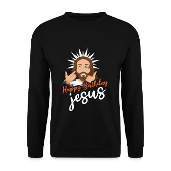 Cute Christmas December 2022 Happy Birth Jesus - Unisex Sweatshirt - black - Front - Alina (178cm) & Michal (187cm)