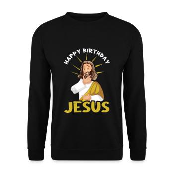Funny Christmas December 2022 Happy Birth Jesus - Unisex Sweatshirt - black - Front - Alina (178cm) & Michal (187cm)