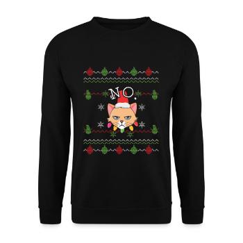 No December 2022 Cat Hates Christmas Hater - Unisex Pullover - Schwarz - Vorne - Alina (178cm) & Michal (187cm)