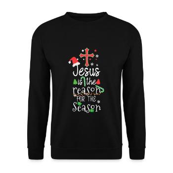 Christmas December 2022 Happy Birth Jesus Season - Unisex Pullover - Schwarz - Vorne - Alina (178cm) & Michal (187cm)